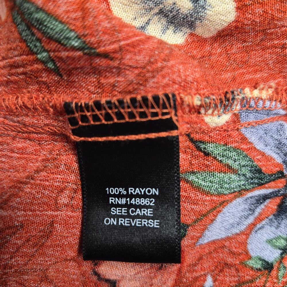 Torrid top burnt orange floral sleeveless gauze smocked halter babydoll size 2X - Picture 10 of 11